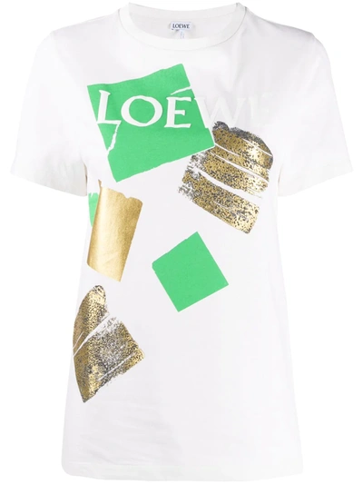 Loewe Square Logo Print Cotton T-shirt In White