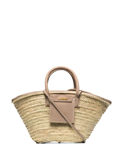 Jacquemus Neutral Le Panier Soleil Straw Tote Bag In Neutrals