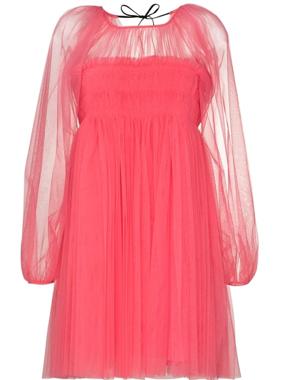 Molly Goddard X Browns 50 Octavia Hand-smocked Tulle Mini Dress In Pink