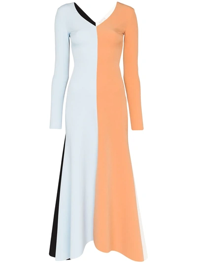 A.w.a.k.e. Color-block Crepe Maxi Dress In Multicoloured