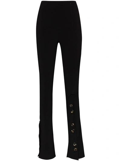 A.w.a.k.e. High-waisted Side Button Skinny Trousers In Black