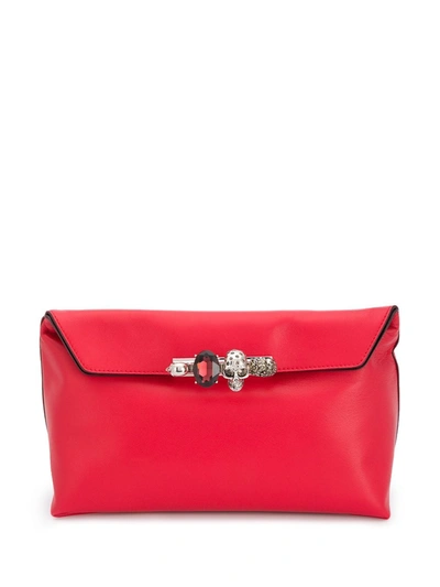 Alexander Mcqueen Skull-detail Clutch In Red