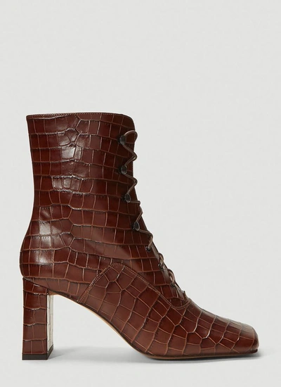 By Far Claude Lace-up Ankle Boots In Brown