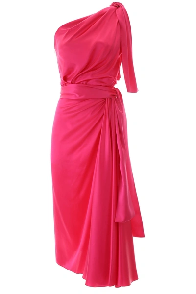 Dolce & Gabbana One-shoulder Dress In Rosa Shocking