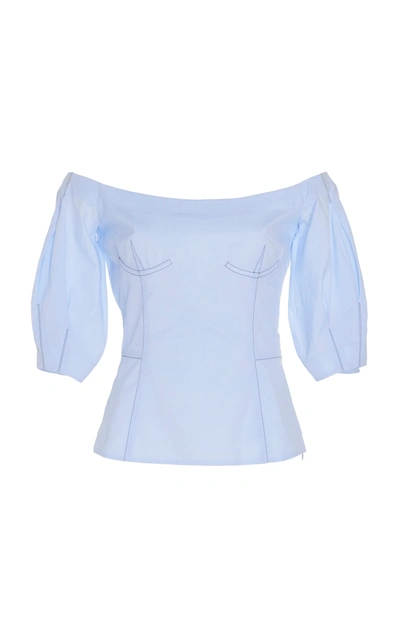 Gabriela Hearst Melanie Off-shoulder Top In Blue