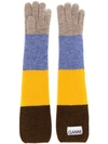 Ganni Multicolor Striped Gloves In Yellow,light Blue,beige