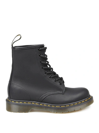 Dr. Martens' Greasy 1460 Black Leather Combat Boots In Nero