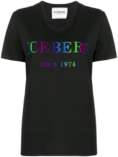 Iceberg Logo Embroidered T-shirt In Black