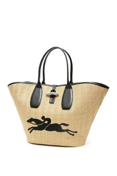 Longchamp Roseau Basket Bag In Naturale