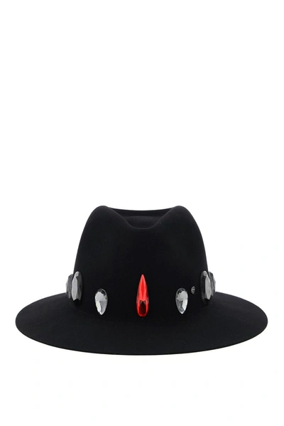 Maison Michel Fedora Rico Stones Wool Felt Hat In Black