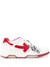 Off-white Out Of Office Leather Sneakers In White,red
