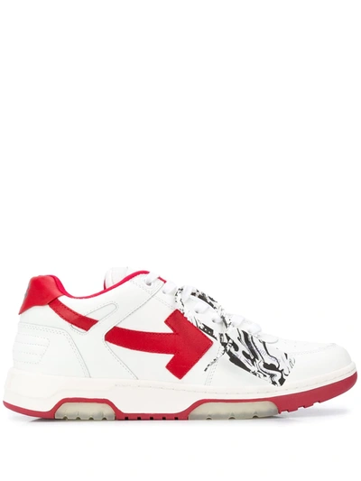 Off-white Out Of Office Leather Sneakers In White,red