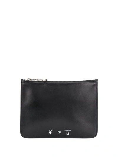 Off-white Logo Print Flat Pouch In Black