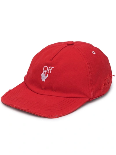 Off-white Embroidered Logo Baseball Cap In Red