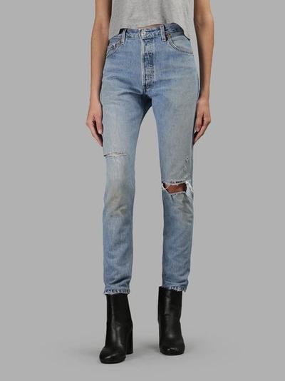Re/done Skinny Ripped Vintage Denim Jeans, Blue