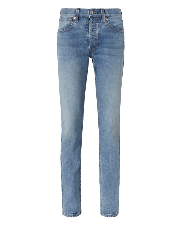Re/done Light Denim Straight Jeans In Blue | ModeSens