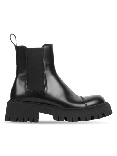 Balenciaga Tractor Bootie L20 Leather Boots In Black