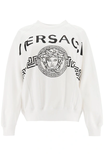 Versace Maxi Sweatshirt Medusa In Bianco  Nero