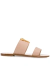 Versace Virtus Leather Sandals In Pink