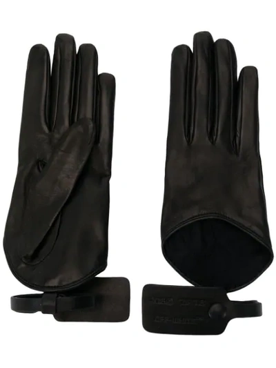 Off-white Zip-tie Detail Gloves In Black