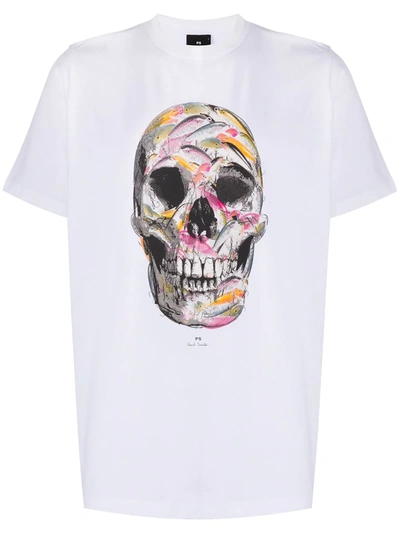 Ps By Paul Smith Fish Skull Cotton Graphic Tee In White