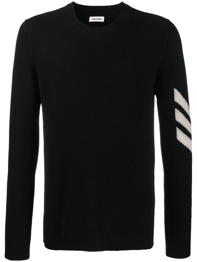 Zadig & Voltaire Kennedy Cashmere Chevron Sweater In Noir