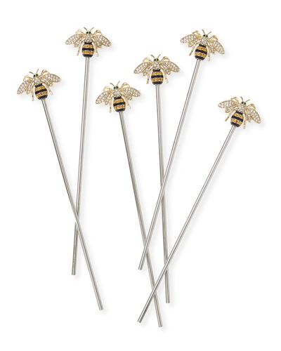 Joanna Buchanan Stripey Bee Swizzle Sticks, Set Of 6 In Multi