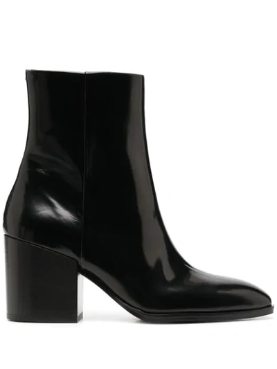 Aeyde Glossy Ankle Boots In Black
