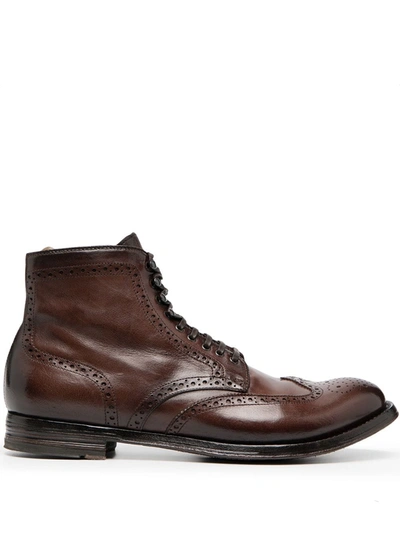 Officine Creative Ankle Lace-up Boots In Brown