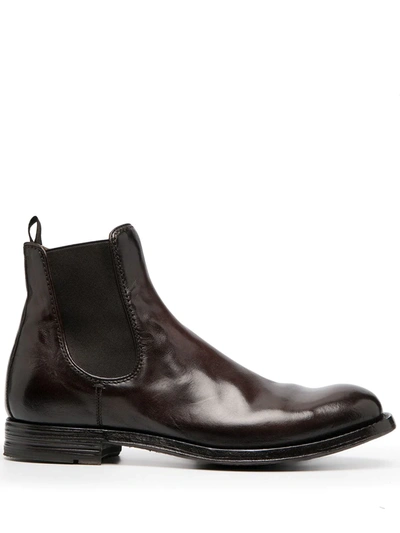 Officine Creative Anatomia Leather Ankle Boots In Dark Brown