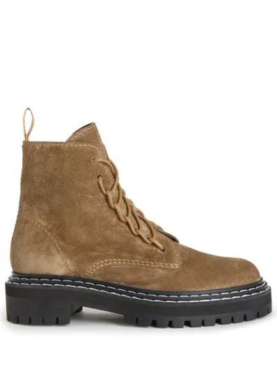 Proenza Schouler Taupe Lug Sole Combat Boots In Miele