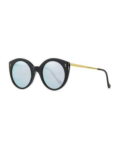 Illesteva Palm Beach Mirrored Sunglasses, Black/silver