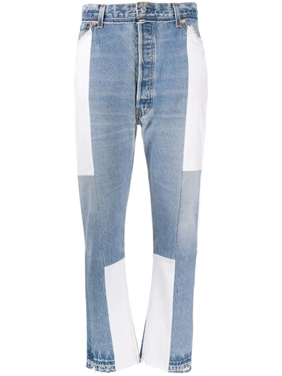 Re/done Cropped Panelled Jeans In Blue