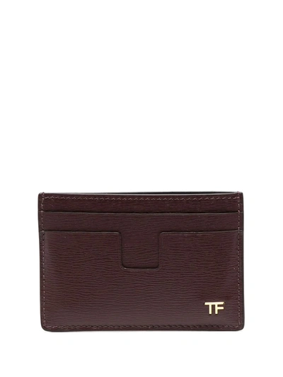 Tom Ford Logo-plaque Cardholder In Red