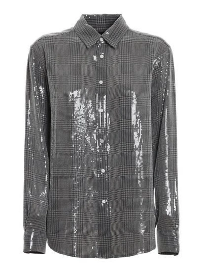 Polo Ralph Lauren Sequined Prince Of Wales Shirt In Grey