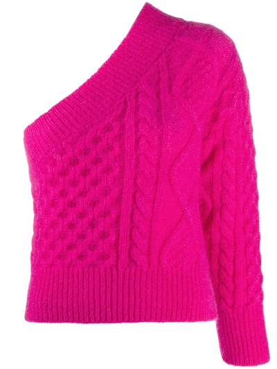 Laneus One-shoulder Knit Jumper In Pink