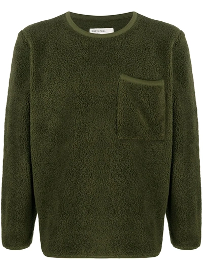 Universal Works Lancaster Faux Shearling Sweatshirt In Green