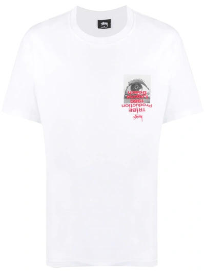 Stussy Logo Print Short-sleeved T-shirt In White