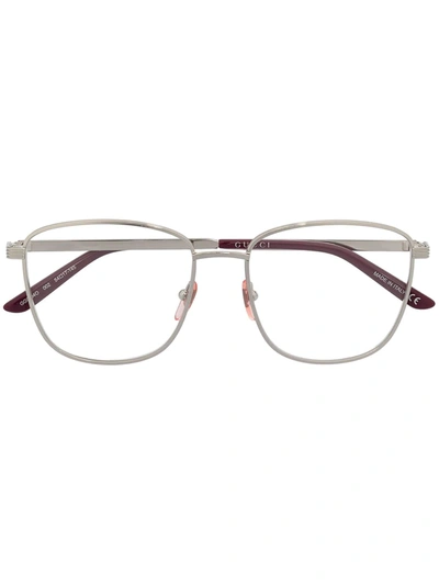 Gucci Oversized Metal Glasses In Metallic