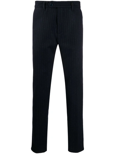 Myths Pinstripe Straight Leg Trousers In Blue