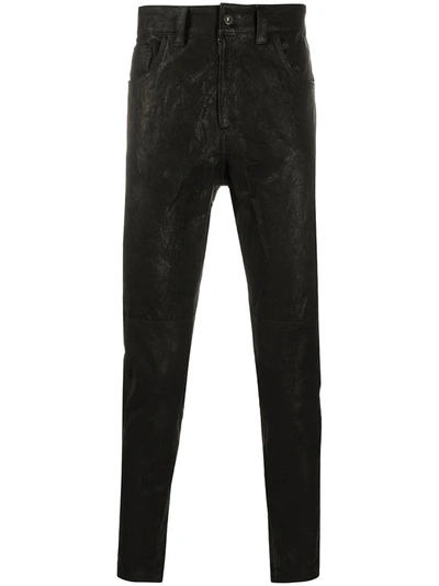 Salvatore Santoro Leather Skinny Trousers In Black