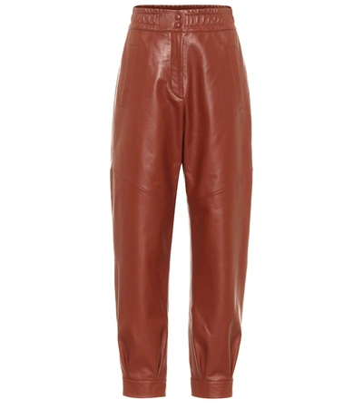 Common Leisure Chilling Leather Pants In Brown