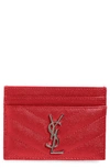 Saint Laurent Monogram Leather Credit Card Case In Rouge
