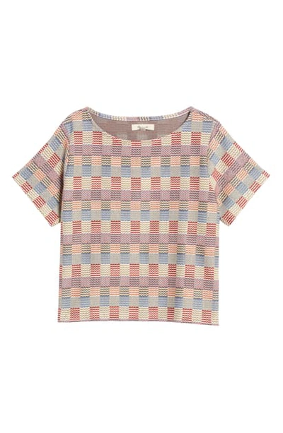 Madewell Checked Jacquard Setlist Boxy Tee In Bleached Linen