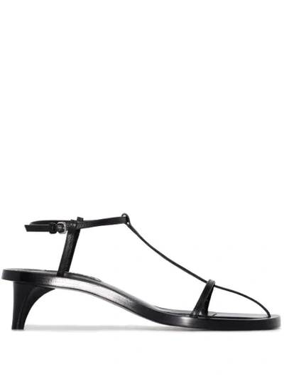 Jil Sander 45mm T-bar Leather Sandals In Black