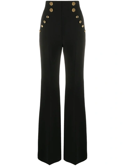 Elisabetta Franchi High-waisted Flared Trousers In Black