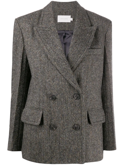 Low Classic Wool Herringbone Coat In Grey