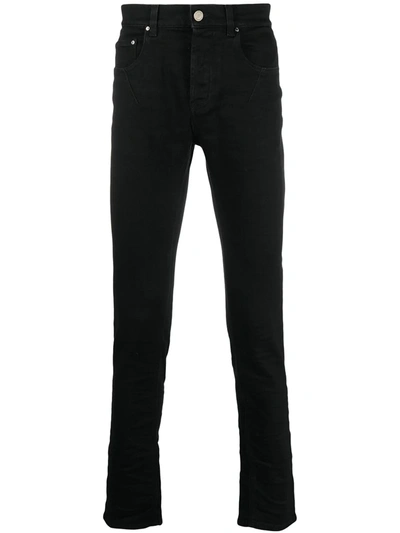 Les Hommes Mid-rise Skinny Jeans In Black