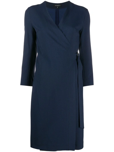 Antonelli Wrap Front Dress In Blue