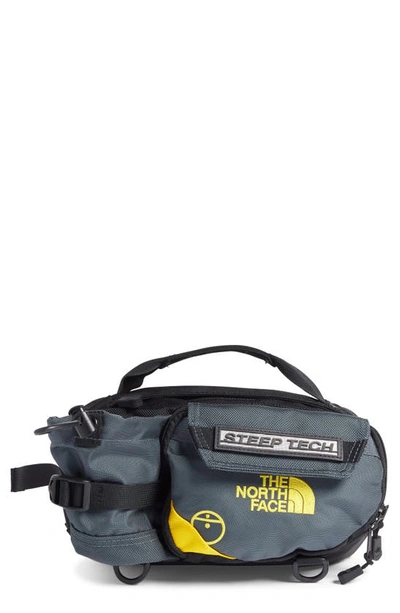 The North Face Steep Tech Fanny Pack In Gray In Vanadis Grey/ Lightning Yellow